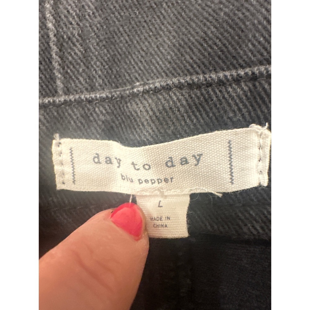 Day to Day Blu Pepper Black Denim Mini Skirt Button cottonCasual Women's Large - Picture 6 of 7